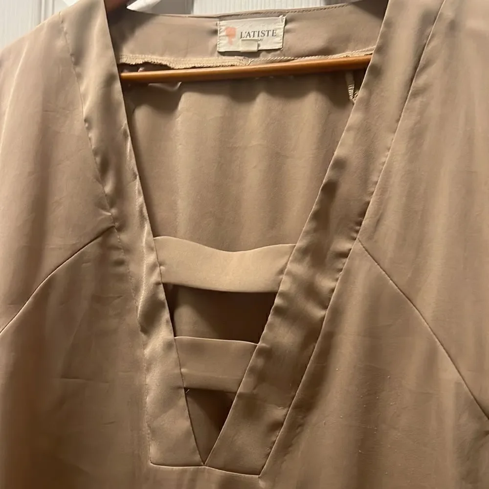 L'atiste Gold Shirt - Silk Shirt - Size Small - Beautiful Top